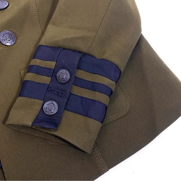 Loft Women Military Nautical Blazer Jacket Olive Green Size 12 Career Casual - Picture 8 of 11